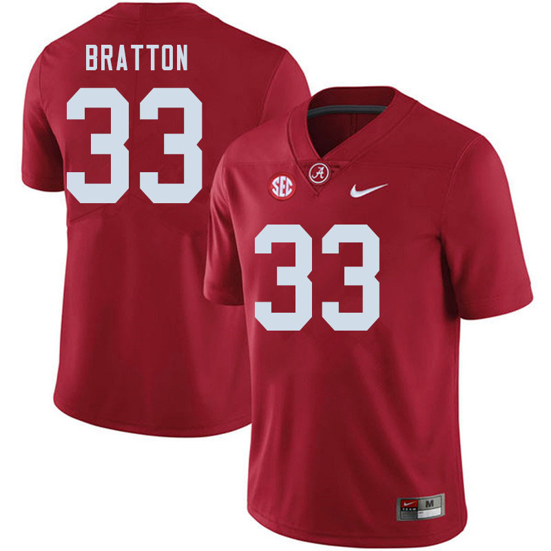 Men #33 Jackson Bratton Alabama Crimson Tide College Football Jerseys Sale-Crimson